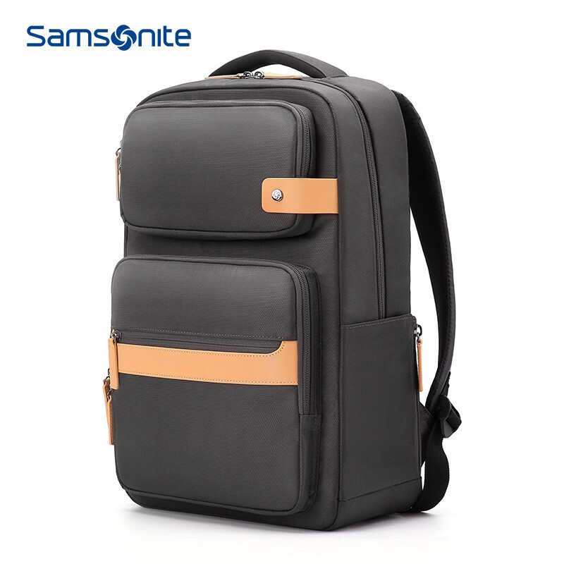 新秀丽（Samsonite）双肩包电脑包男 商务旅行背包书包苹果笔记本包15.6英寸通勤包 BY4 灰色BY4*08001