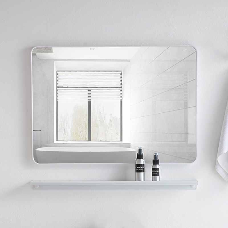 镜子卫生间挂墙浴室镜化妆镜壁挂免打孔置物架厕所贴墙镜自粘挂镜