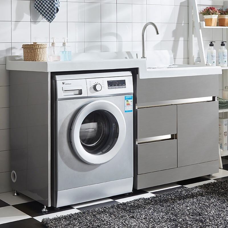闪电客定制洗衣机柜 不锈钢洗衣柜组合滚筒洗衣机伴侣一体柜切角定制