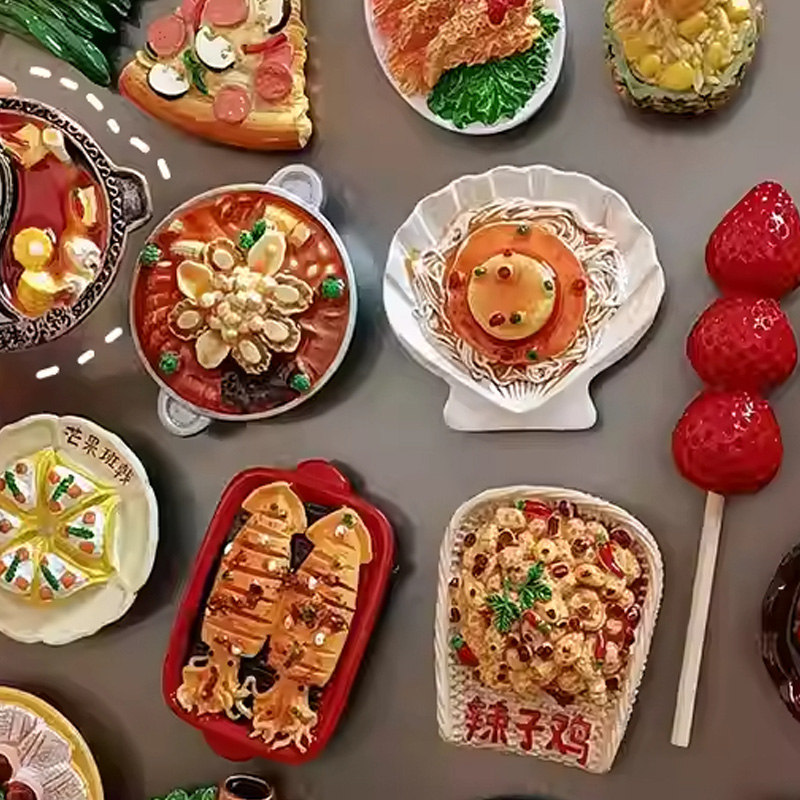立体特色地方小吃食物树脂冰箱贴冰箱装饰高清大图