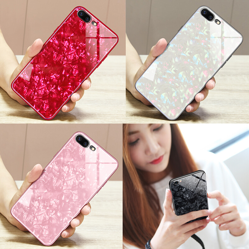 HIGE/iphone7plus手机壳苹果8超薄玻璃8plus全包防摔套7p仙女贝壳潮牌苹果7p/8p 5.5 梦境魅红