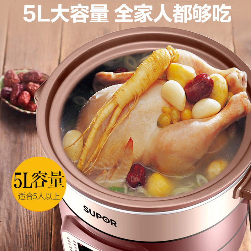 苏泊尔(SUPOR)DG50YC806 电炖锅5L大容量电炖盅煮粥煲汤锅电砂锅养生锅家用智能老火靓汤紫陶内胆