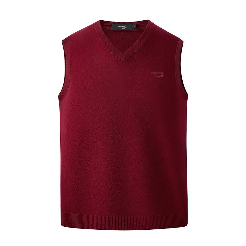 鳄鱼恤CROCODILE 男士柔软舒适轻暖羊绒休闲马甲背心毛衣针织衫