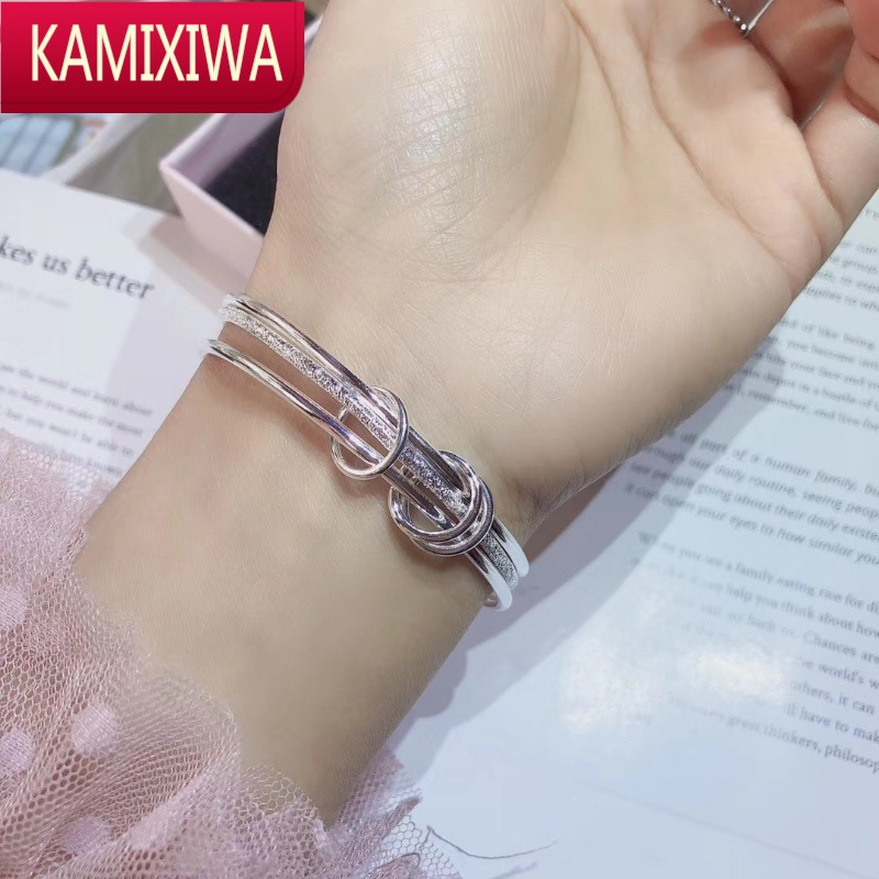 9999银三生三世手镯女年轻款叮当镯银饰品时尚网红学生小众手环kami