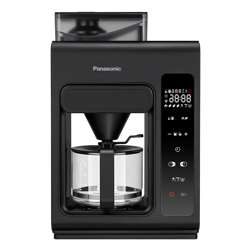 松下(Panasonic)黑魔方咖啡机美式全自动研磨一体家用豆粉两用智能保温 NC-A703高清大图