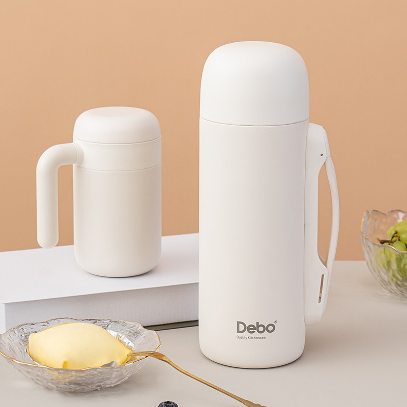 Debo德铂316不锈钢保温壶保温杯灵巧家用办公杯壶套装两件套 DEP-814 白色