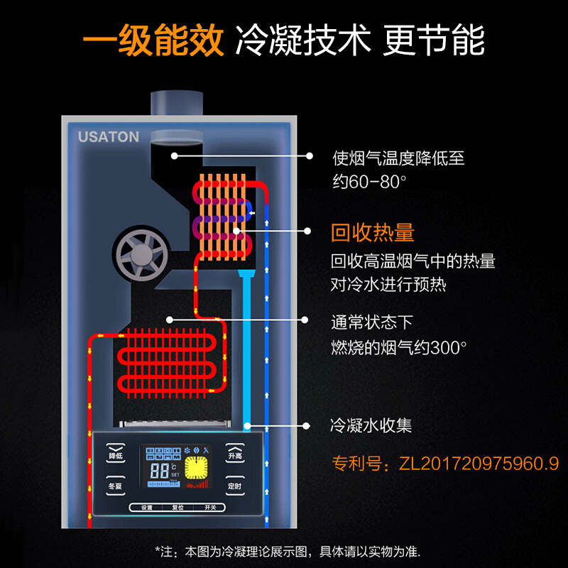 阿诗丹顿 一级能效 冷凝机 燃气壁挂炉天然气地暖锅炉采暖燃气热水器L系列 26KW-L2615S(WIFI版))高清大图