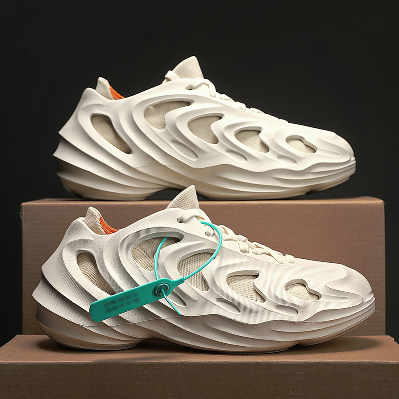 椰子男鞋春季2025新款网面透气运动休闲男款厚底可拆卸老爹袜子鞋