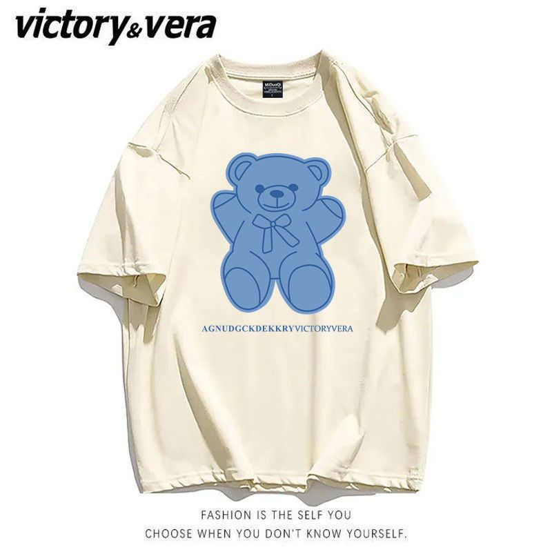 VICTORYVERA小熊短袖t恤女2022新款夏季学生ins原宿风宽松上衣服
