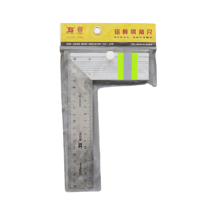 波斯(BOSI) 荧光系列铝柄钢角尺 200mm 把高清大图