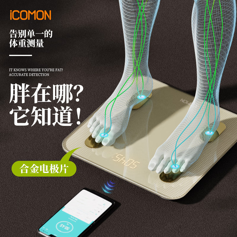 沃莱 SO03充电款 智能体脂秤 金色高清大图