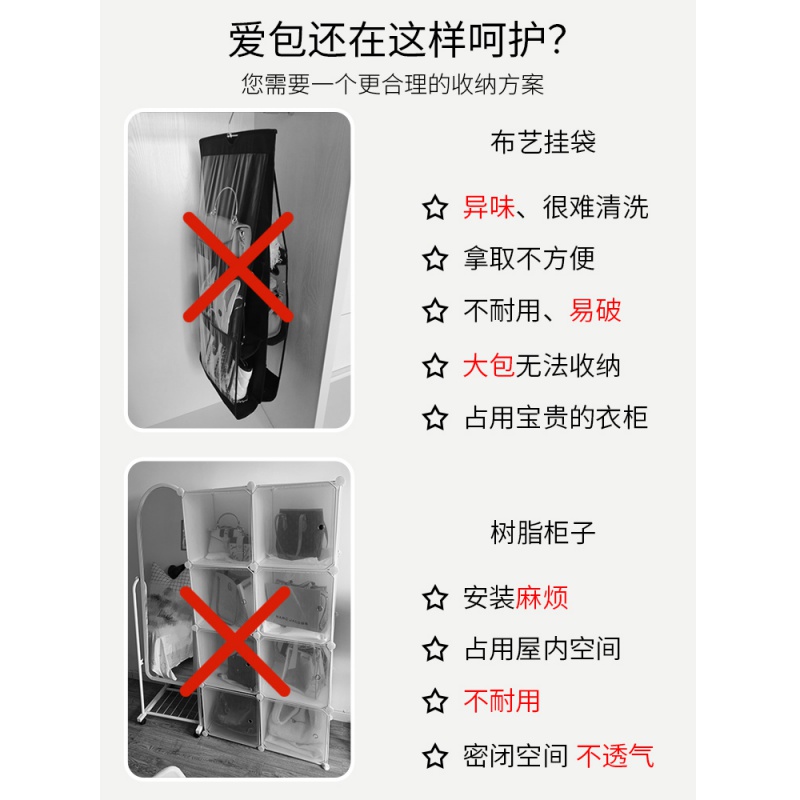 包包收纳架挂包家用后墙上放包置物架卧室宿舍书包架挂袋收纳袋 三维工匠高清大图