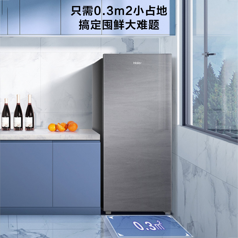 海尔(Haier)138升立式冷柜冰柜小冰箱 黑金净化抗菌 风冷无霜 1级能效 冻藏转换 BD-138WGHS9