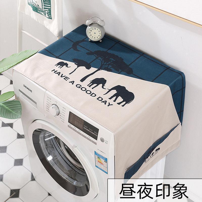 BONJEAN全自动滚筒洗衣机罩防水防晒盖布上开盖洗衣机防尘罩塑料通用盖巾 昼夜印象 冰箱洗衣机50*150cm（升级防水）