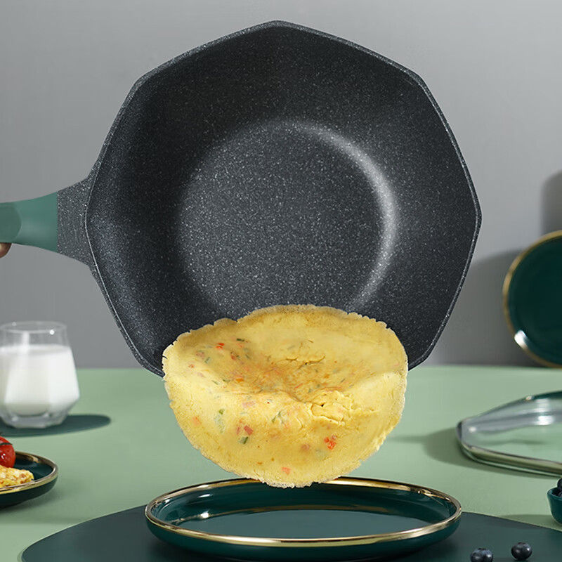 爱仕达(ASD)炒锅不粘锅麦饭石色八角锅32cm平底电磁炉煤燃气通用 CL32S13WG-G高清大图