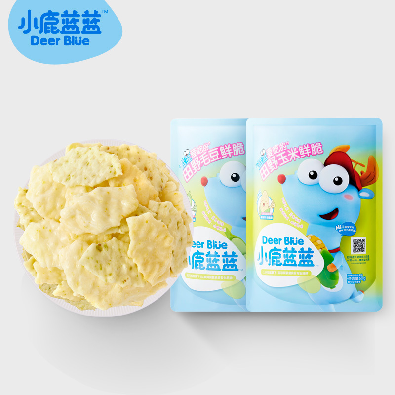 [小鹿蓝蓝_田野毛豆鲜脆]宝宝零食薄脆饼干 非油炸健康薯片毛豆脆片/60g