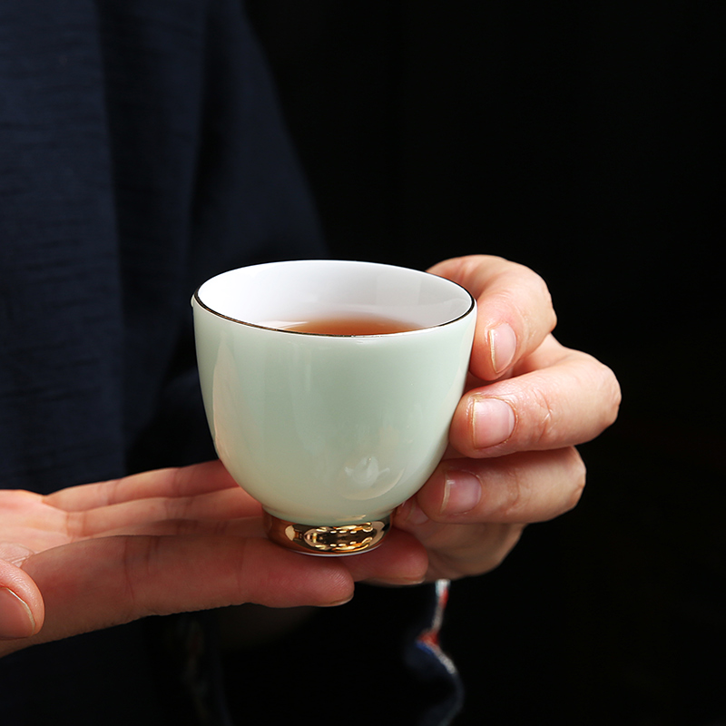 白瓷品茗杯小茶杯定制陶瓷女单只男个人杯功夫茶具主人杯家用刻字 三维工匠 钟杯+咖啡高清大图