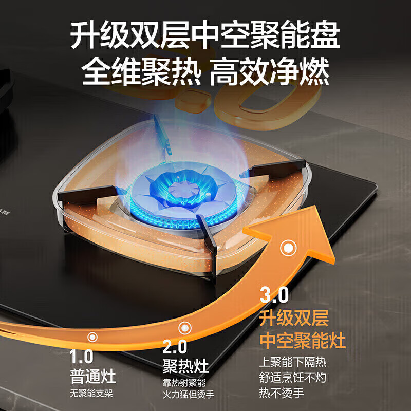 万和(Vanward)[超省星G9·定时无印面板]燃气双灶具5.2kW70%热效率烟灶家用定时关火煤气炉G9L56天然气高清大图