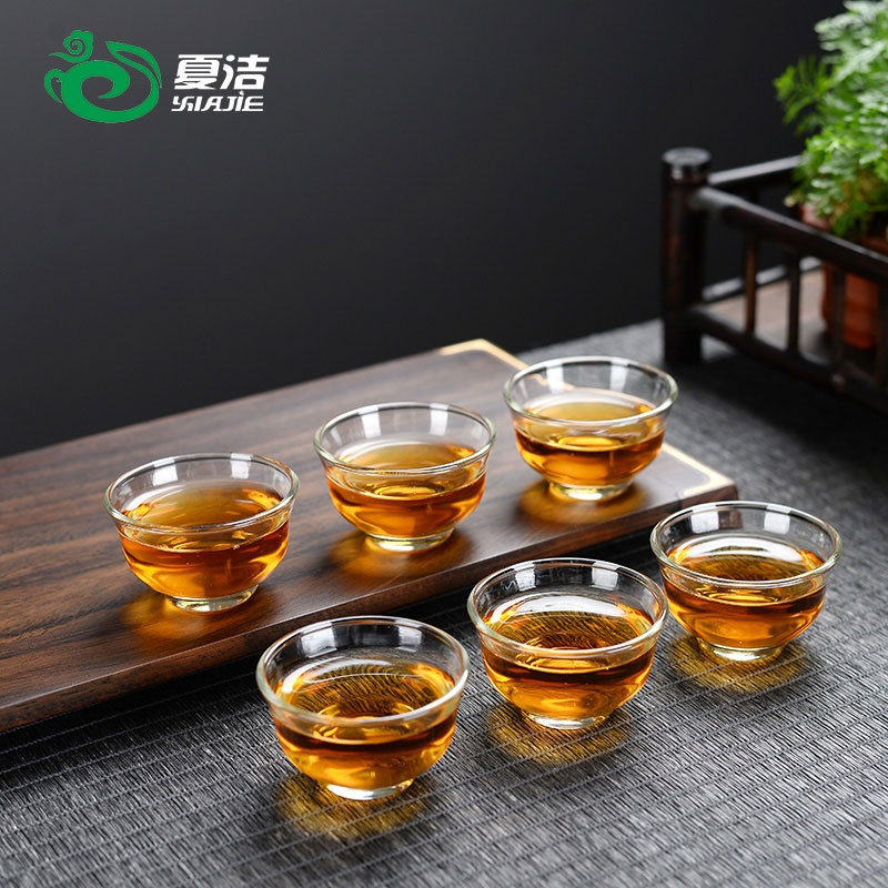 玻璃透明-小茶杯(6个装) 功夫小茶杯6只装紫砂陶瓷单个主人杯玻璃品茗杯茶具茶盏茶碗白瓷
