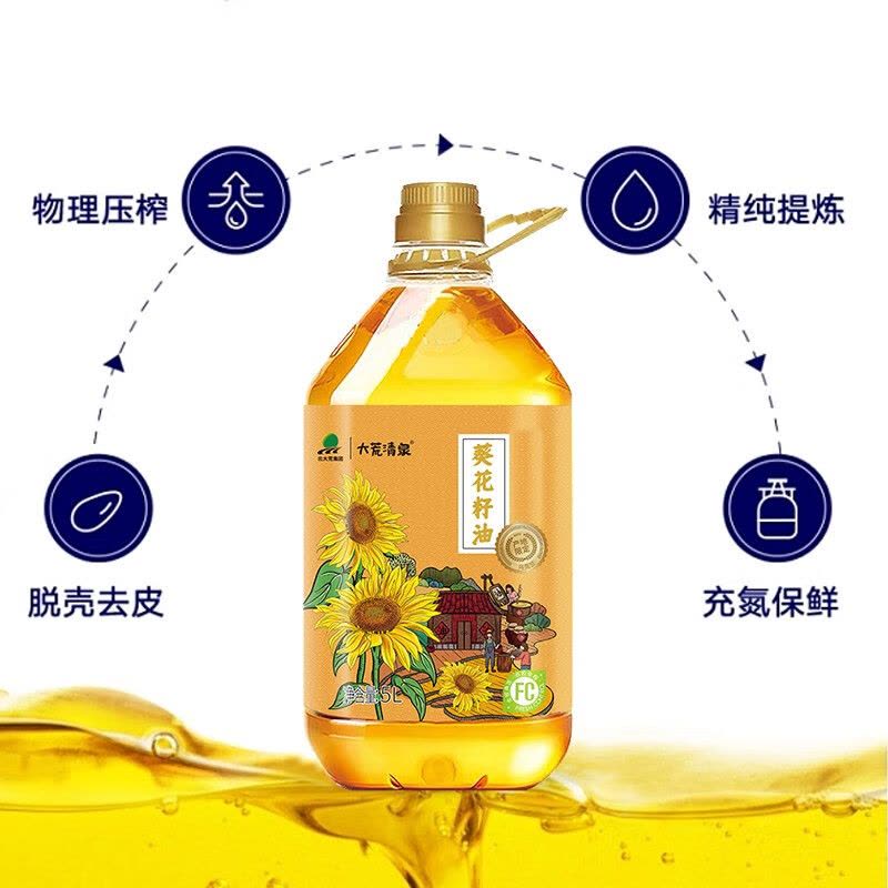 大荒清泉 葵花籽油5L/桶图片