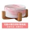 猫碗双碗陶瓷狗碗猫咪食盆饭盆狗狗喝水猫粮碗宠物用品实木防打翻