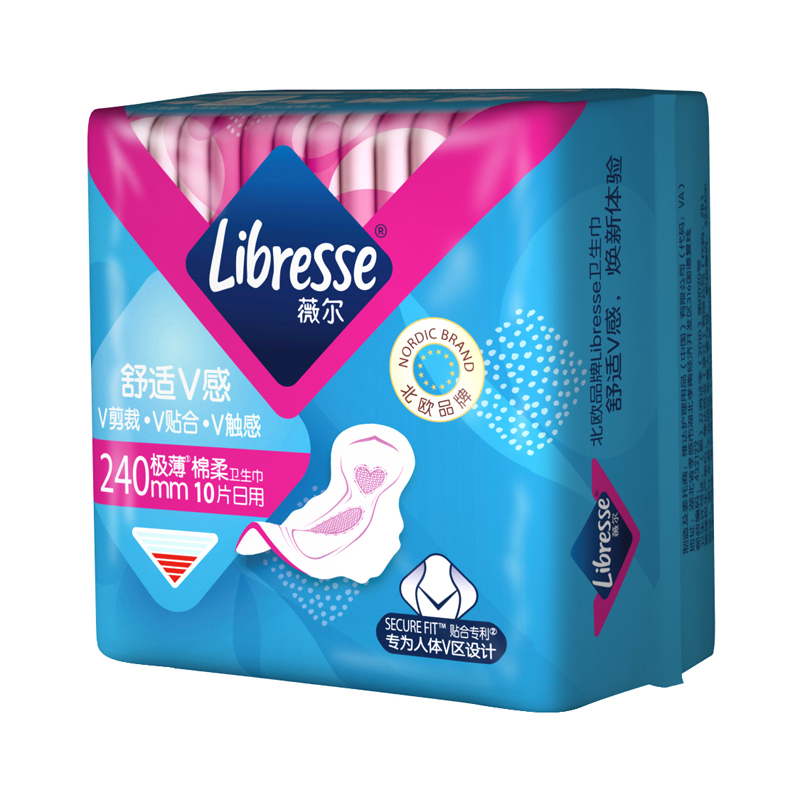 Libresse薇尔舒适V感240日用极薄棉柔卫生巾240mm*10片