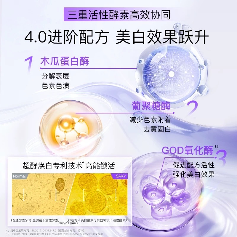 舒客美白酵素牙膏美白牙齿去黄去渍清新口气 4支共480g新老随机发高清大图