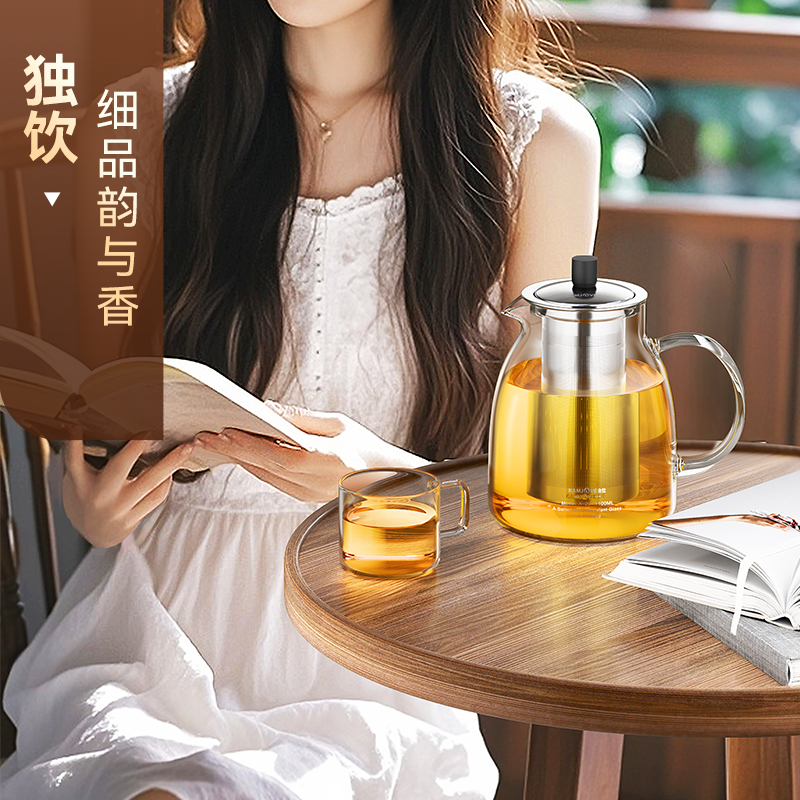 金灶A-20玻璃茶壶加厚耐高温家用水壶茶水分离新款大容量泡茶器高清大图