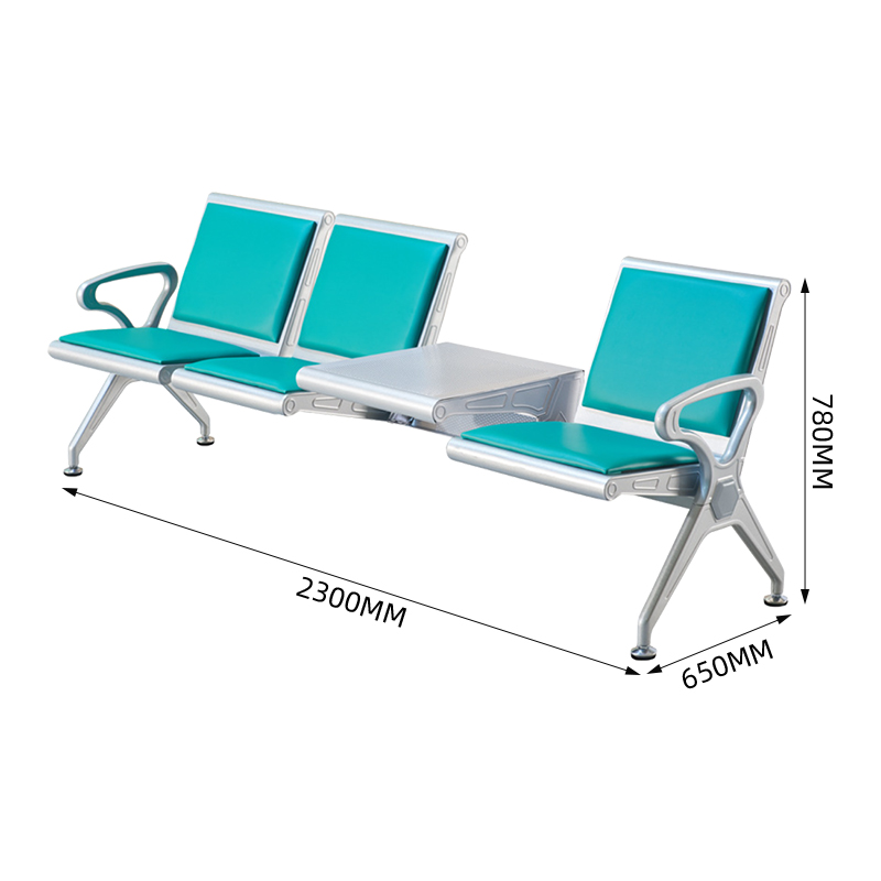 中豫鑫泽 ZYXZ5021046 连排椅机场椅公共座椅长椅等候椅 加厚款三人位加茶几绿色坐垫高清大图