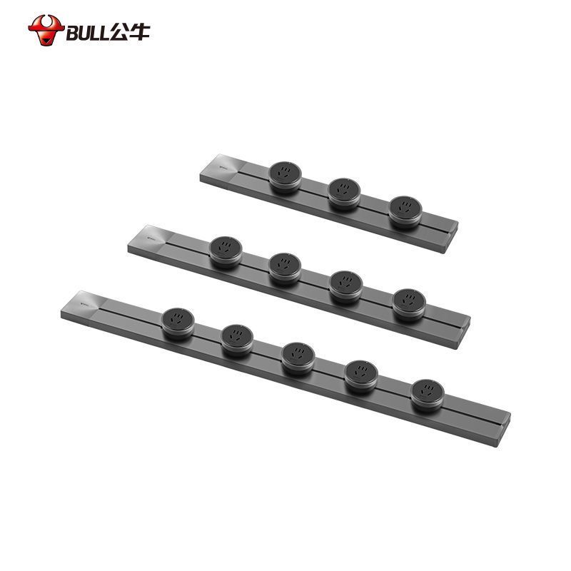 公牛桌面内嵌轨道插座GB1[明装]灰色100cm+5个五孔+USB 嵌入式暗装家用无线电力导轨滑动可移动插排