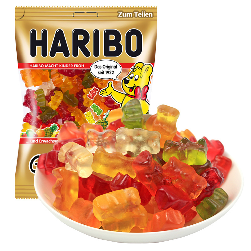 满199减120德国进口haribo哈瑞宝金熊软糖200g小熊水果qq糖儿童糖果