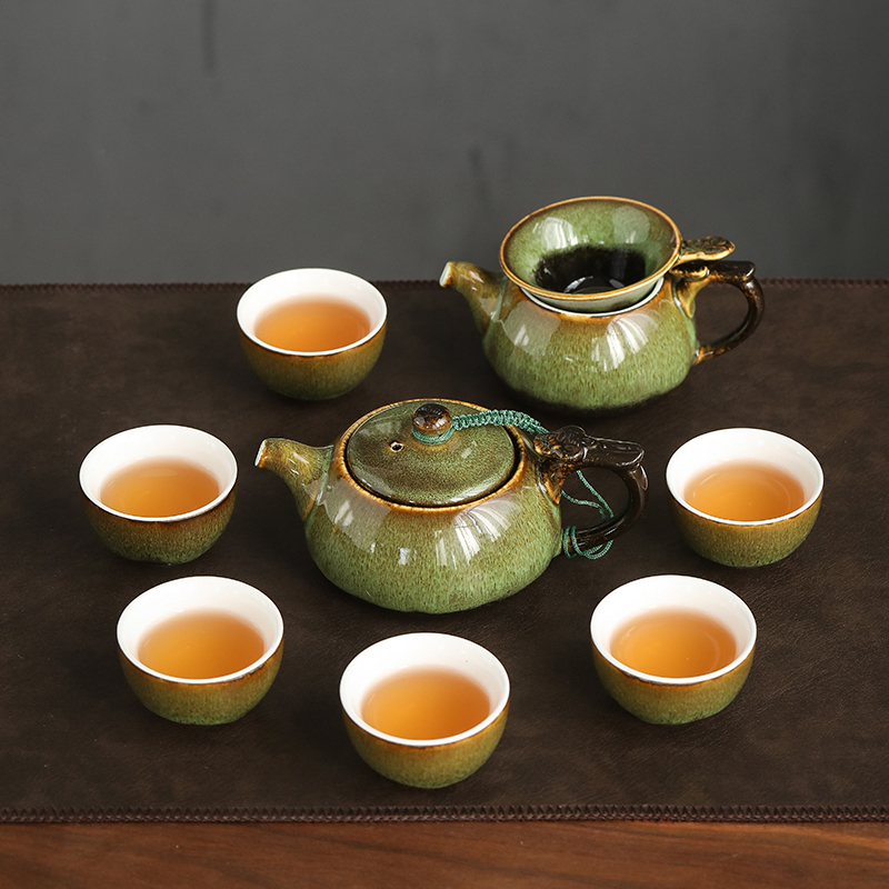 苏氏陶瓷(SUSHI CERAMICS)窑变绿宝石釉茶具套装陶瓷茶壶功夫茶具套组