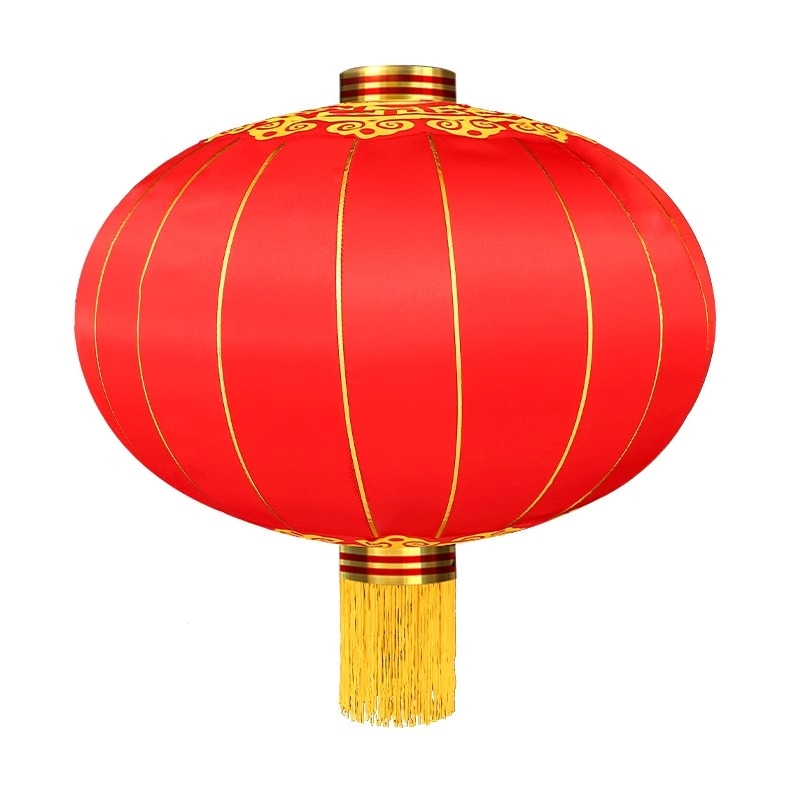 大红灯笼户外铁口绸缎绒布新年春节大门装饰米魁宫灯发光传统_150#铁口加厚绸布直径100CM一个