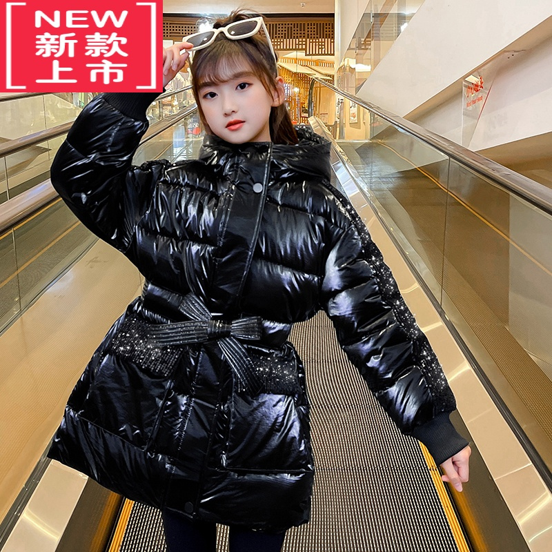可莉允女童棉服2022年冬季新款韩版中大童冬装亮皮免洗羽绒棉衣加厚棉袄
