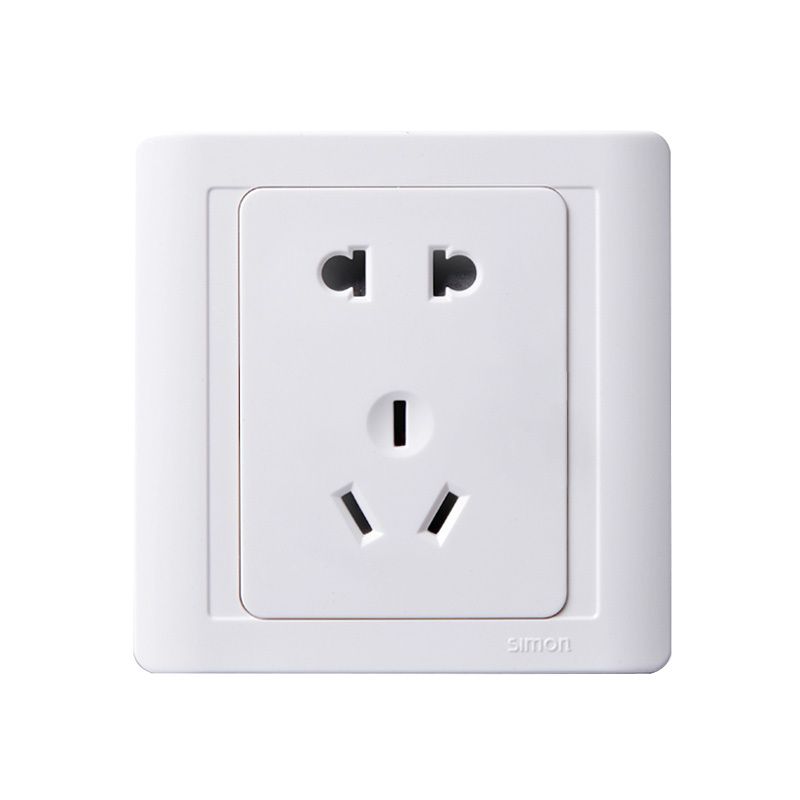 西蒙开关插座55雅白系列五孔86型电源开关面板暗装墙壁一开家用