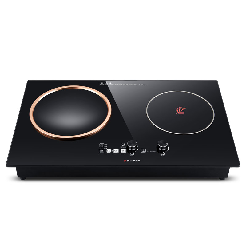 2508旋钮凹面灶志高chigo嵌入式电磁炉双灶双头电陶炉电灶家用大功率