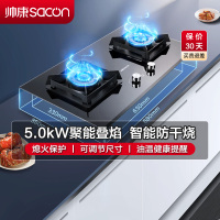 帅康(sacon)E8T01F燃气灶嵌入式双眼灶5.0kW大火力防干烧可调节尺寸钢化玻璃台嵌两用家用炉具台式煤气灶天然气