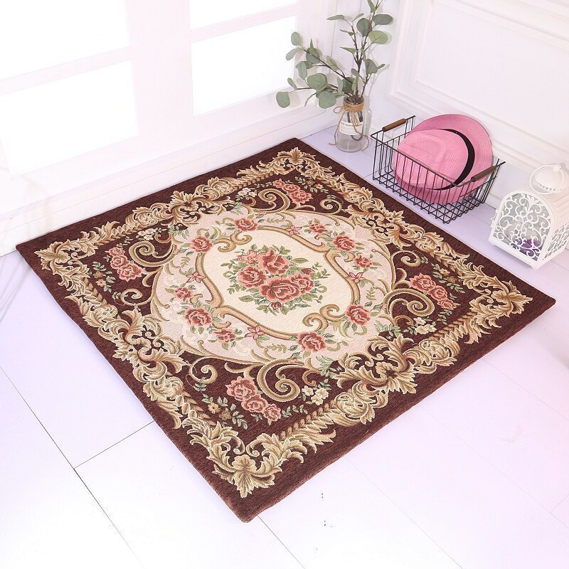 美帮汇正方形地毯电脑转椅垫化妆凳地毯椅子家用脚垫吊篮书桌椅地毯垫子 157咖 90*90CM正方形