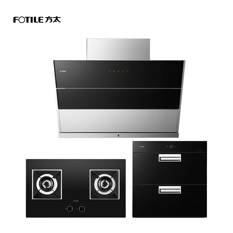 方太(FOTILE)20m3/min侧吸风魔方 触控式抽油烟机燃气灶消毒柜三件套 JQD3T+HC26BE+J45E