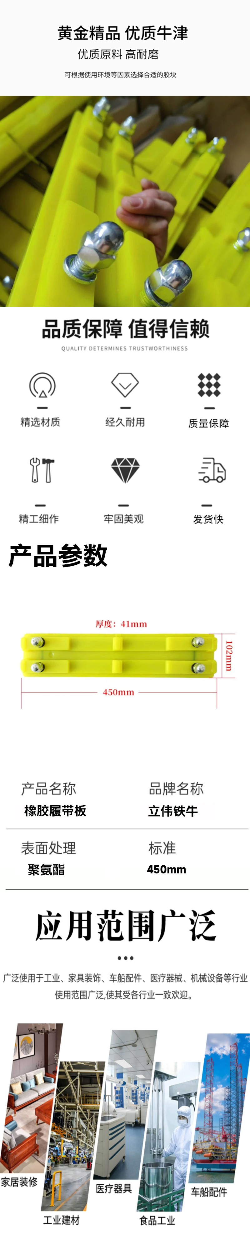 立伟铁牛橡胶履带板 450mm/个高清大图