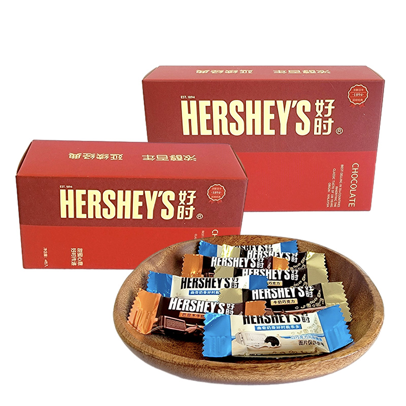 好时牛奶巧克力排块4-8颗红色纸盒装婚庆结婚喜糖满月诞生礼盒装