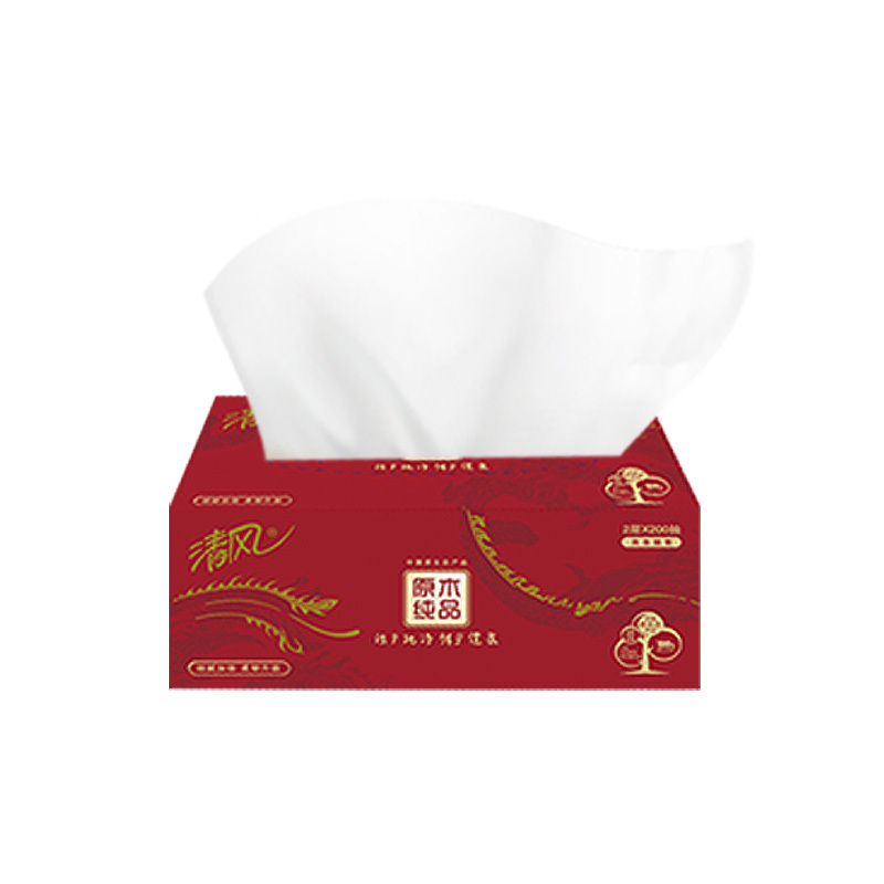 清风抽纸 擦手纸2层200抽*36盒L码 盒抽商务