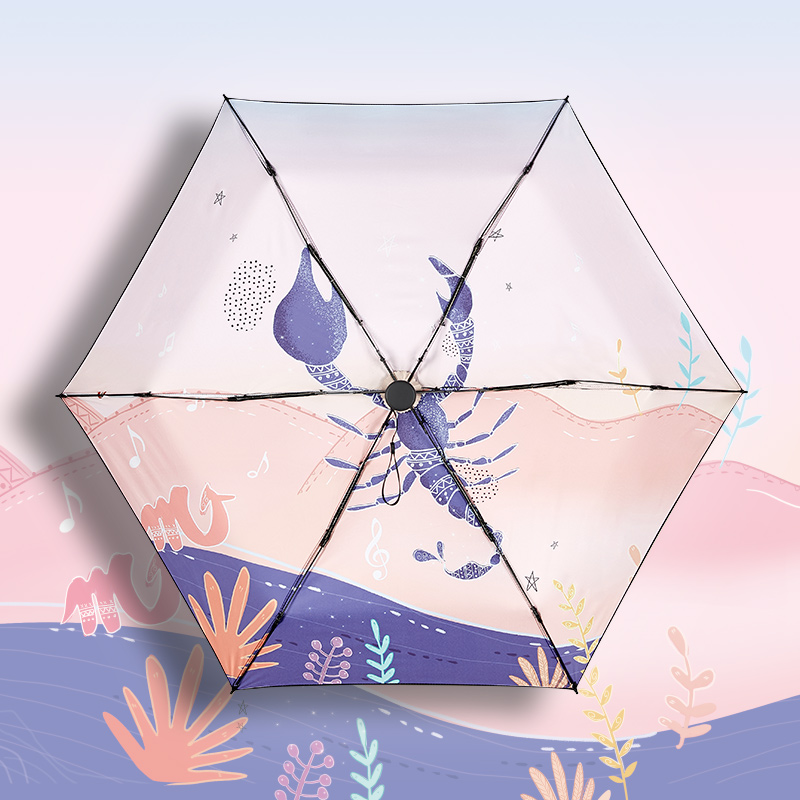 红叶(Hong Ye)插画礼品雨伞女遮阳伞晴雨两用折叠伞防晒防紫外线十二星座太阳伞 天蝎座