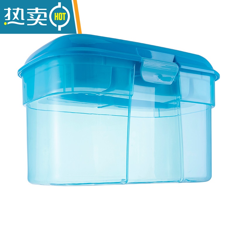 XIANCAI手提游泳箱收纳盒透明塑料玩具整理箱迷你小号干湿分离包防水有盖高清大图