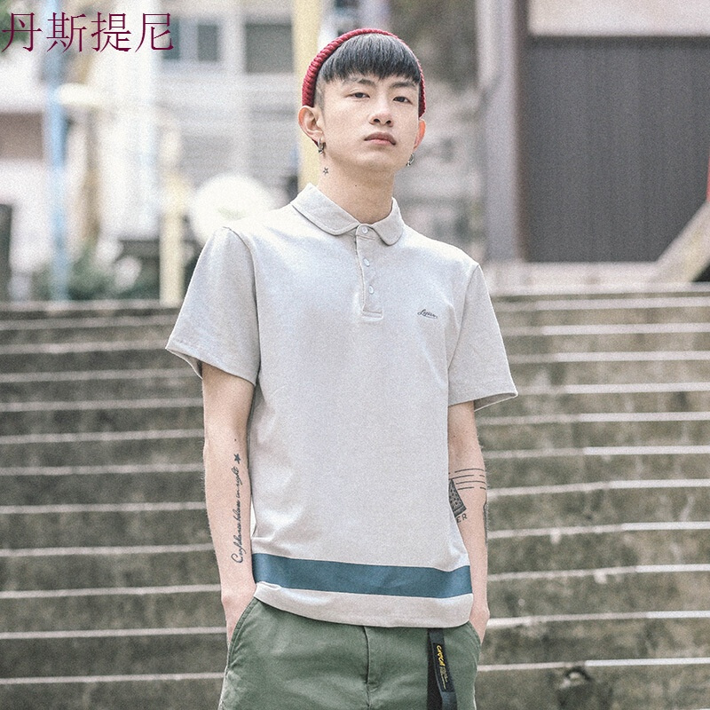 东京衣柜男装夏季新款日系复古纯色翻领百搭纯色POLO衫短袖体恤男