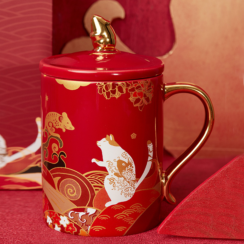 共禾京品 福猫鼠钱马克杯400ml(红色)高清大图