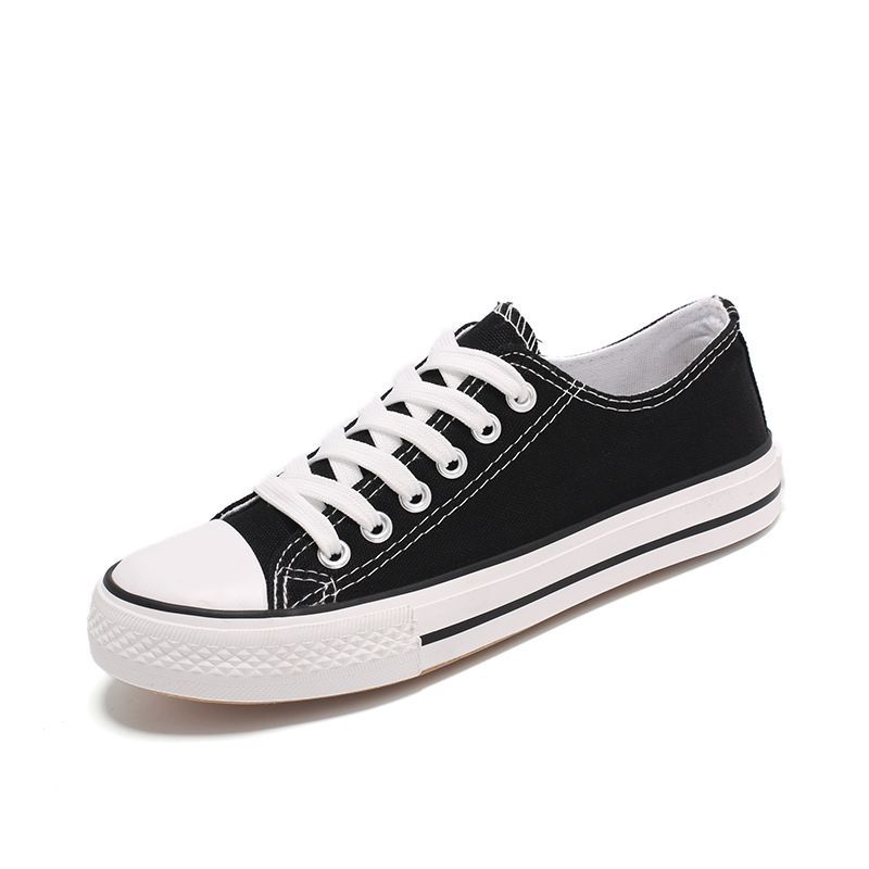 春秋新款学生帆布鞋女休闲情侣男女板鞋韩板透气小白鞋子_970 880黑色 39（男鞋）