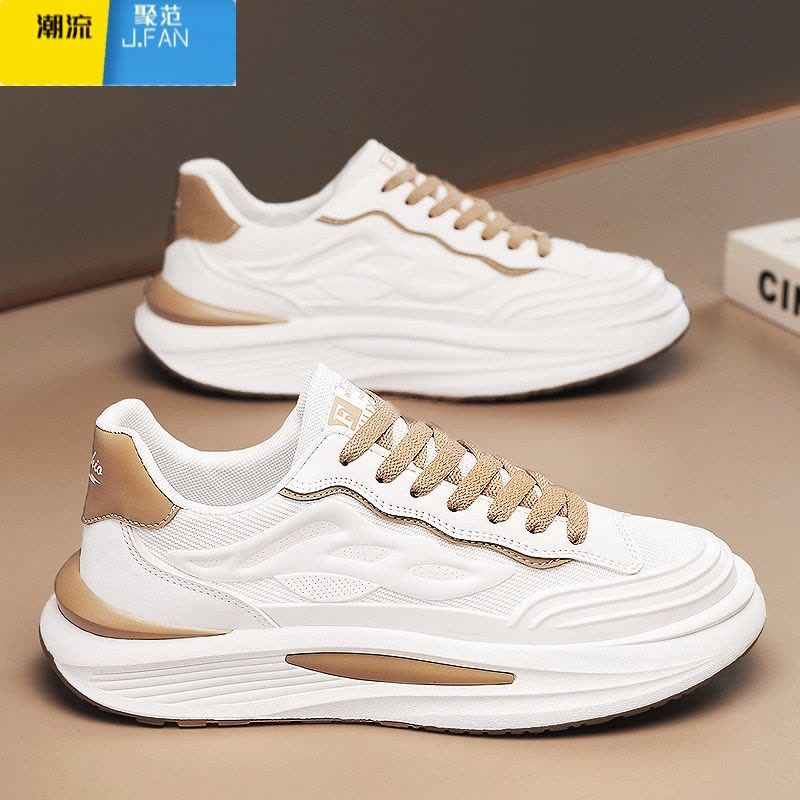 聚范莆田男鞋夏季透气2024新款跑步休闲增高小白网面老爹潮鞋图片