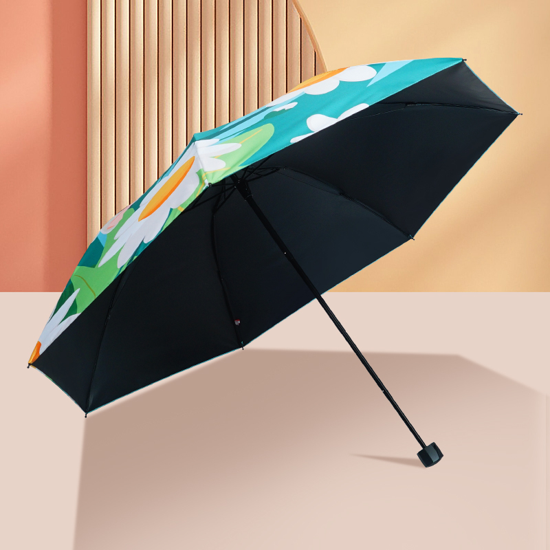 红叶三折超细太阳女孩伞 太阳伞女士伞晴雨两用黑胶涂层防晒防紫外线遮阳伞 -3606!高清大图