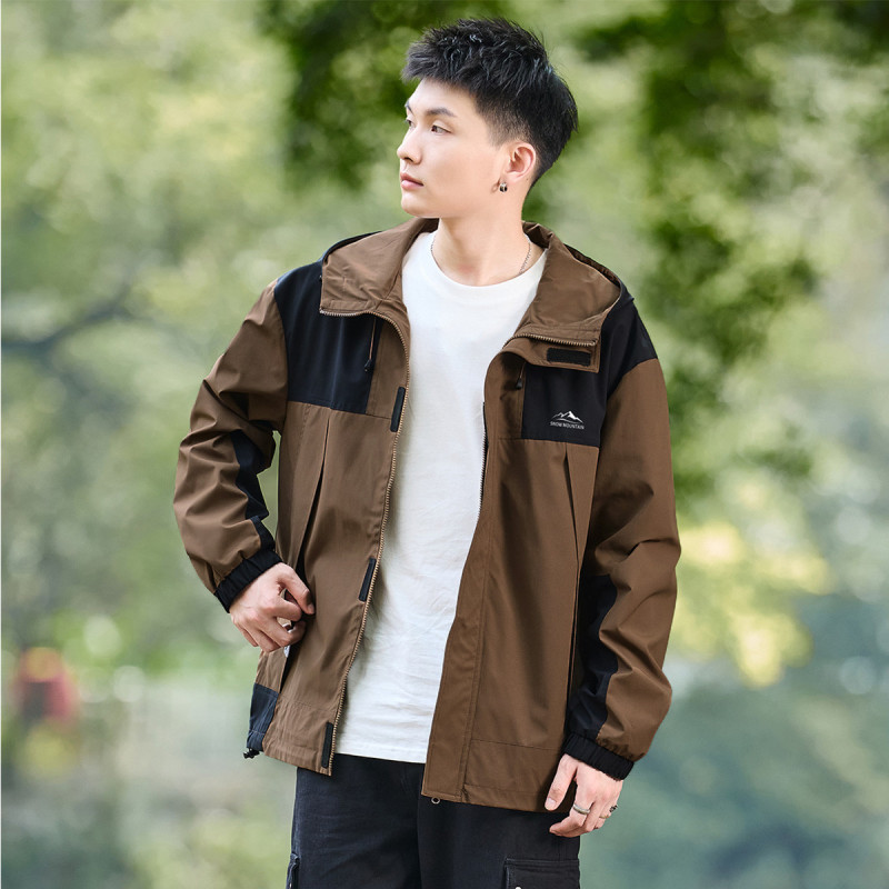 85折价1529元唐狮夹克外套男男士外套新款秋男连帽撞色拼接短款外套男